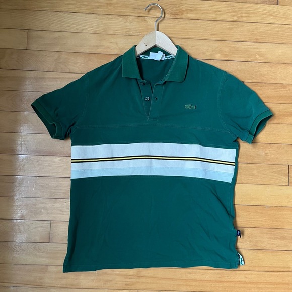 Lacoste x Golf Le Fleur Other - Lacoste x Golf Le Fleur Green Striped Pique Polo Shirt Mens XL Made in France